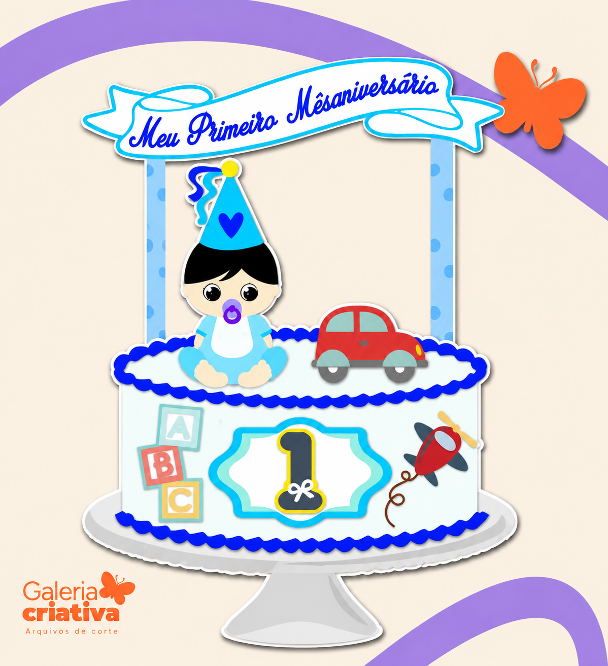 Mesversário Menino Arquivo Topo de Bolo Mesversário Menino - Imagem 1