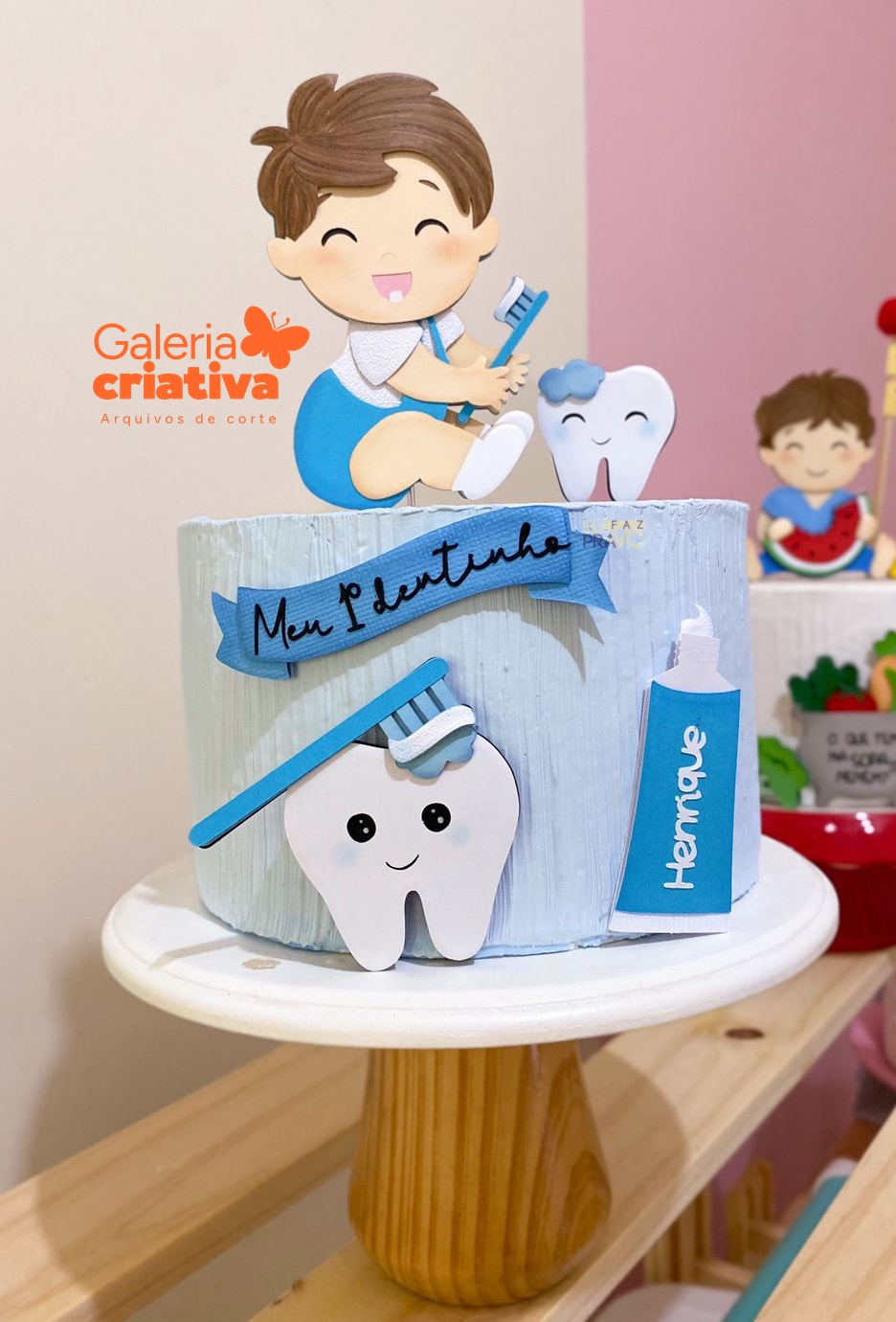 Meu Primeiro Dentinho Menino 1 Arquivo Topo de Bolo Meu Primeiro Dentinho Menino 1 - Imagem 1