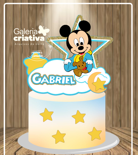 Mickey Baby em Camadas Arquivo Topo de Bolo Mickey Baby em Camadas - Imagem 1