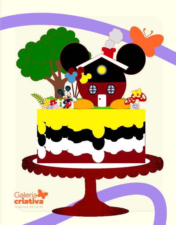 Mickey Casa em Camadas 2 Arquivo Topo de Bolo Mickey Casa em Camadas 2 - Imagem 1