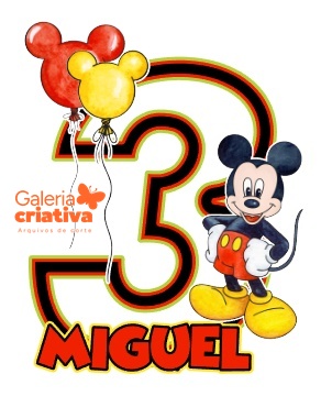 Mickey Números Arquivo Topo de Bolo Mickey Números - Imagem 1