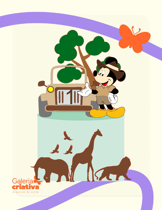 Mickey Safari 3 Arquivo Topo de Bolo Mickey Safari 3 - Imagem 1