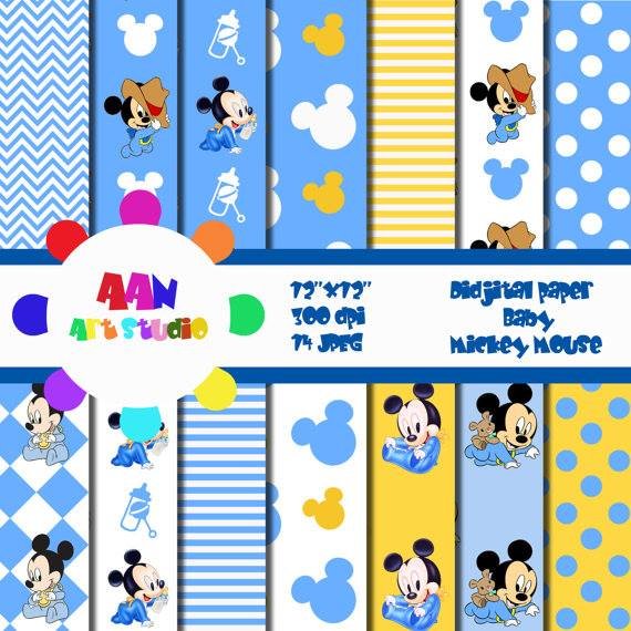 MickeyBaby Kit Digital Papeis Mickey Baby - Imagem 1