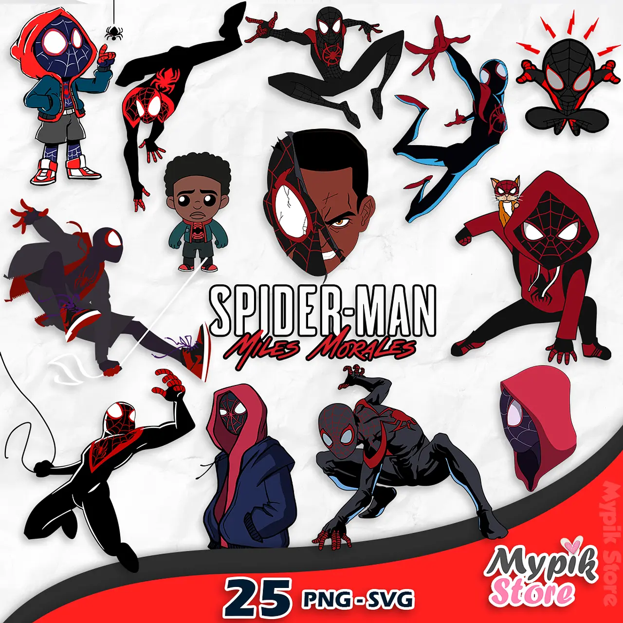 Miles Morales PNG e SVG - HOMEM ARANHA Kit Digital Homem Aranha - Imagem 1