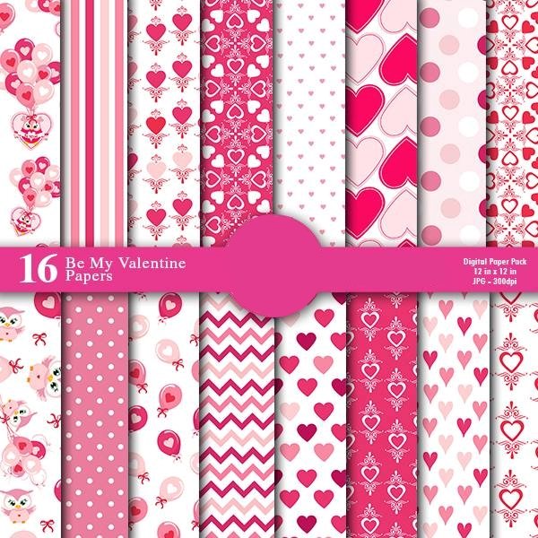 Mine Valentine Papers Kit Digital Papeis Love - Imagem 1