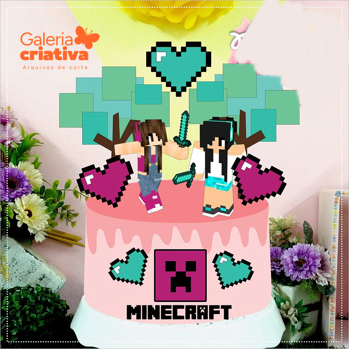 Minecraft Menina em Camadas Arquivo Topo de Bolo Minecraft Menina em Camadas - Imagem 1