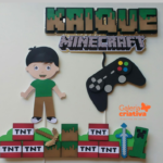 Arquivo Topo de Bolo Minecraft Menino em Camadas