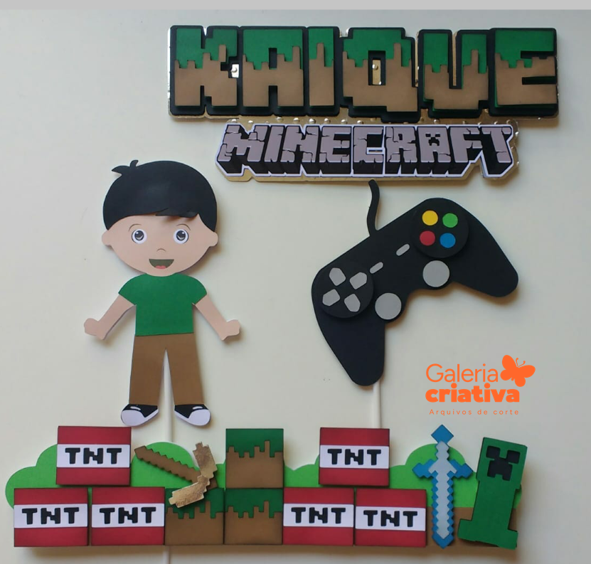 Minecraft Menino em Camadas Arquivo Topo de Bolo Minecraft Menino em Camadas - Imagem 1