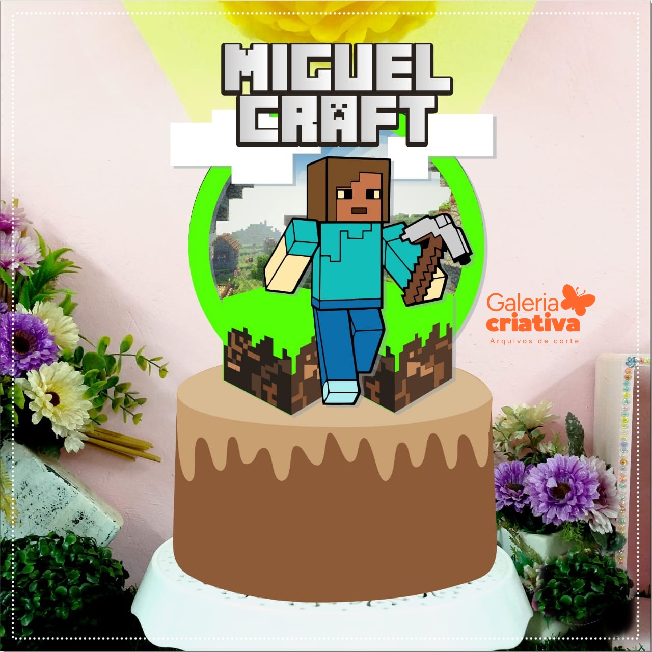 Minecraft Shaker Arquivo Topo de Bolo Minecraft Shaker - Imagem 1