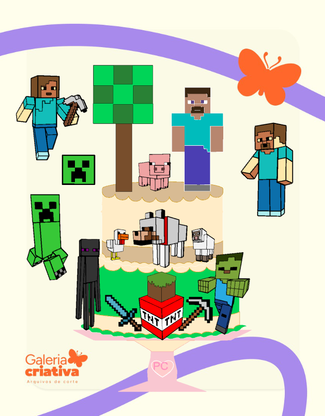 Minecraft em Camadas Arquivo Topo de Bolo Minecraft em Camadas - Imagem 1