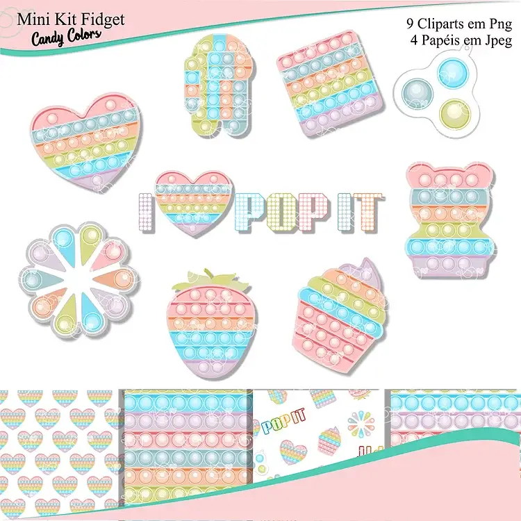 Mini Kit Fidget Candy Colors Kit Digital Fidget Candy Color Pop It - Imagem 1