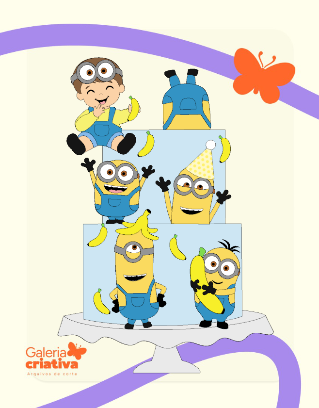 Minions em Camadas Baby Arquivo Topo de Bolo Minions em Camadas Baby - Imagem 1