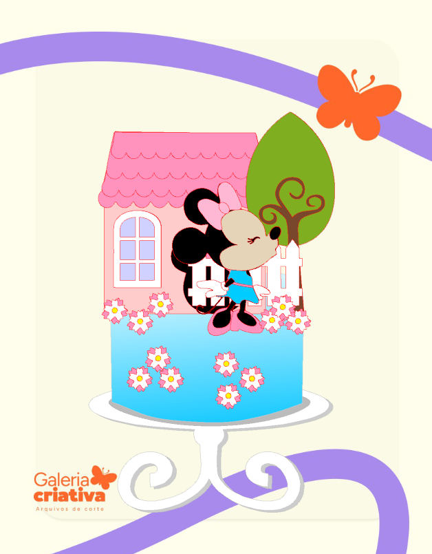 Minnie Cute Casinha em Camadas Arquivo Topo de Bolo Minnie Cute Casinha em Camadas - Imagem 1