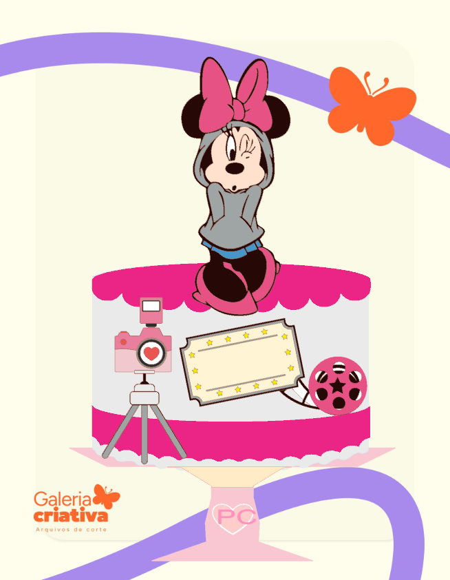 Minnie Fotos em Camadas Arquivo Topo de Bolo Minnie Fotos em Camadas - Imagem 1