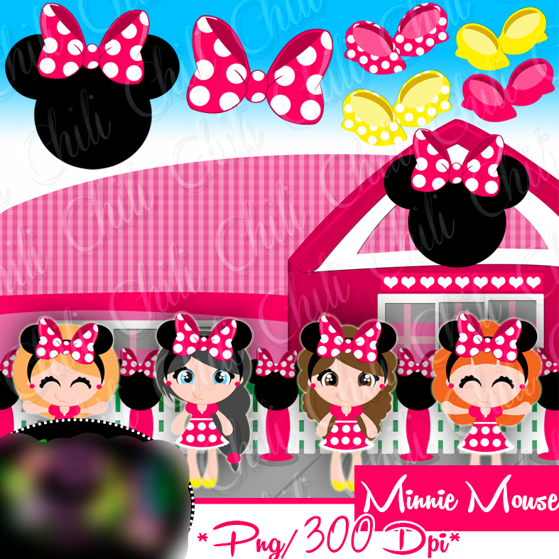 Minnie Mouse Clipart Chiliclipart4 Kit Digital Loja de Laços Minnie Clipart - Imagem 1