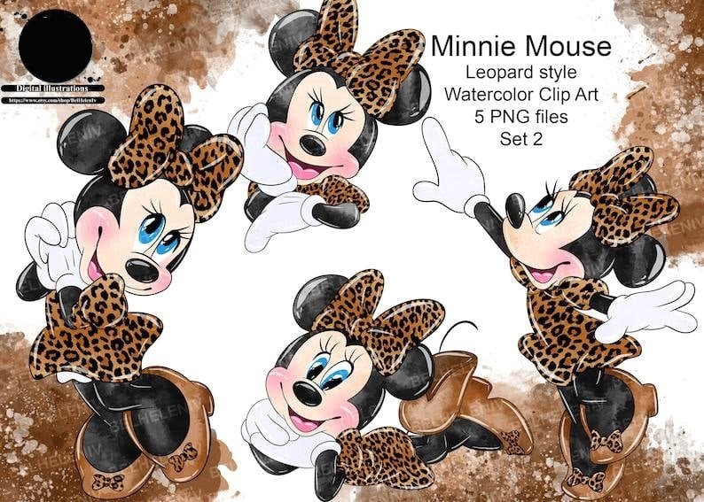 Minnie Mouse Leopard Style Set 2 Kit Digital Minnie Mouse Leoparda 2 - Imagem 1