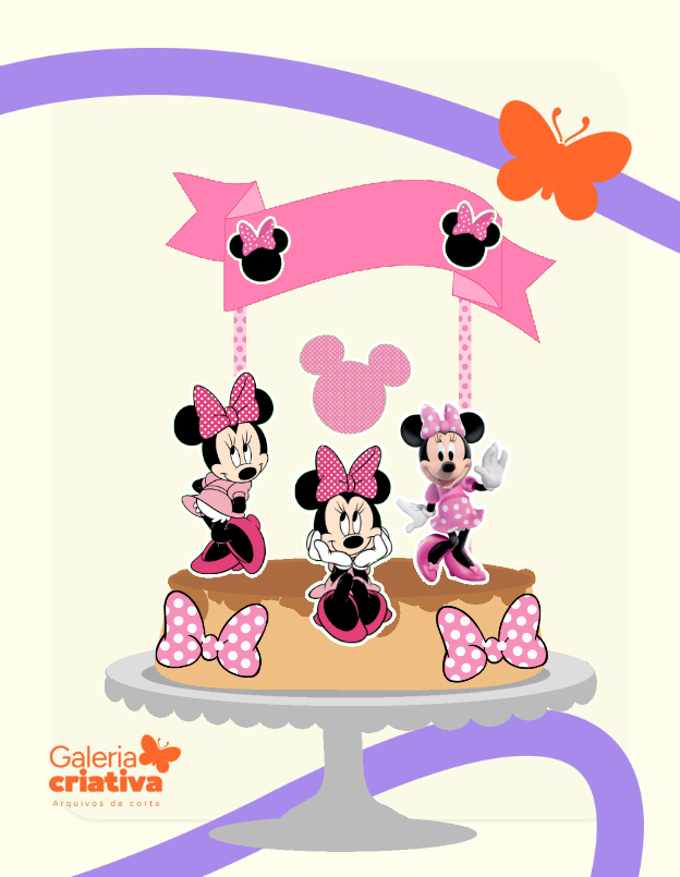Minnie Rosa 2 Arquivo Topo de Bolo Minnie Rosa 2 - Imagem 1
