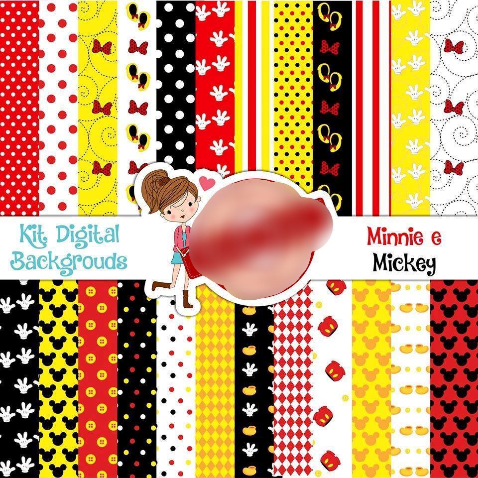 Minnie e Mickey Kit Digital Papeis Minnie e Mickey - Imagem 1