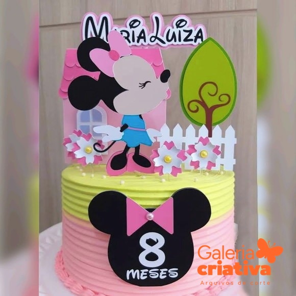 Minnie em Camadas Cute Arquivo Topo de Bolo Minnie em Camadas Cute - Imagem 1