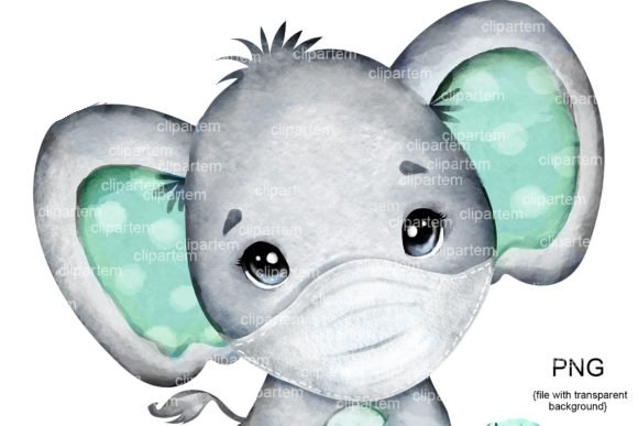 Mint Boy Elephant in Mask Kit Digital Elefante de Máscara - Imagem 1