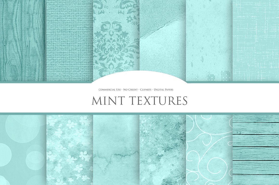 Mint Textures by Avenie Digital Arquivo Kit Digital Papel Texturas Verde Agua - menta - Imagem 1