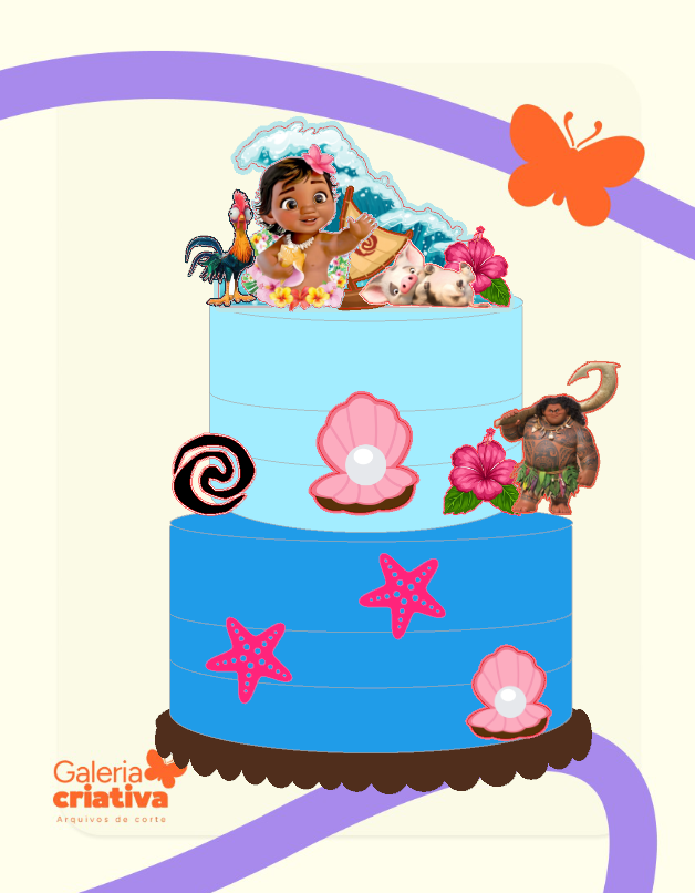 Moana Baby 3 Arquivo Topo de Bolo Moana Baby 3 - Imagem 1
