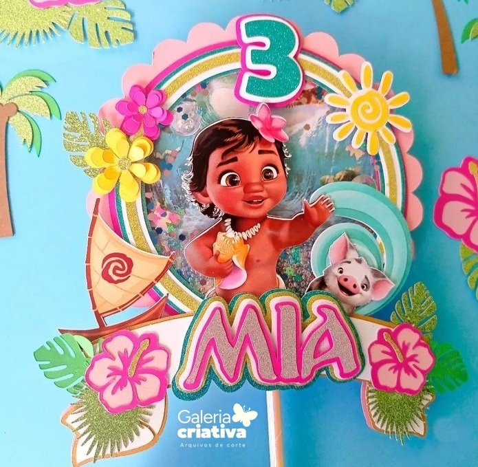 Moana Baby Shaker Arquivo Topo de Bolo Moana Baby Shaker - Imagem 1