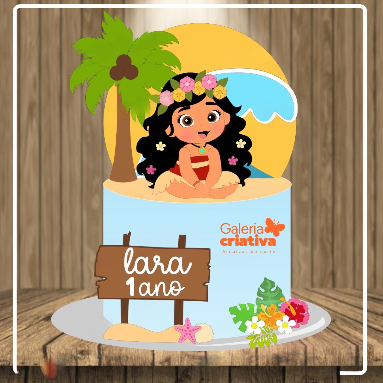 Moana Baby em Camadas 4 Arquivo Topo de Bolo Moana Baby em Camadas 4 - Imagem 1