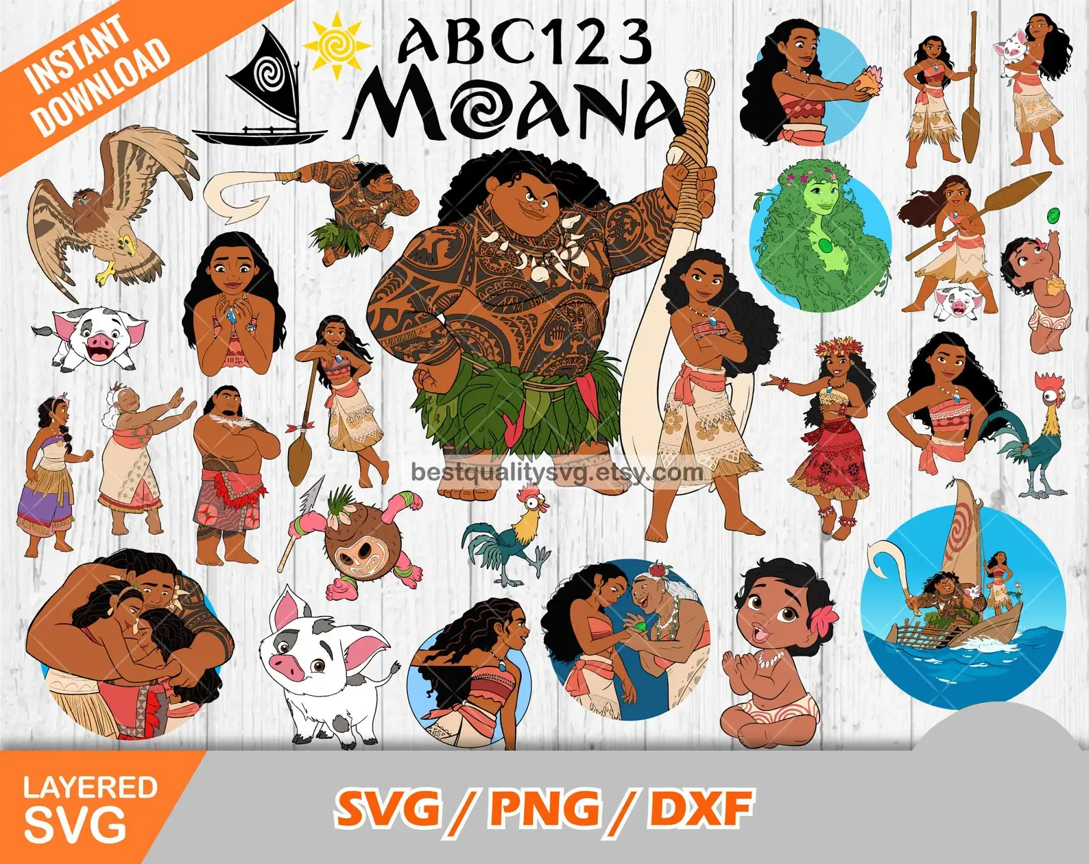 Moana + alfabeto, arquivos de corte Moana svg para Cricut _ Silhouette.jpg Kit Digital Moana Alfabeto - Imagem 1