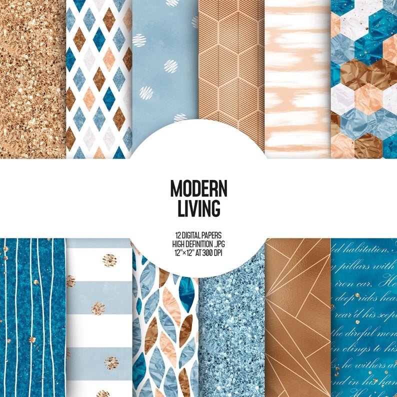 Modern Living Kit Digital Papeis Modernos - Imagem 1
