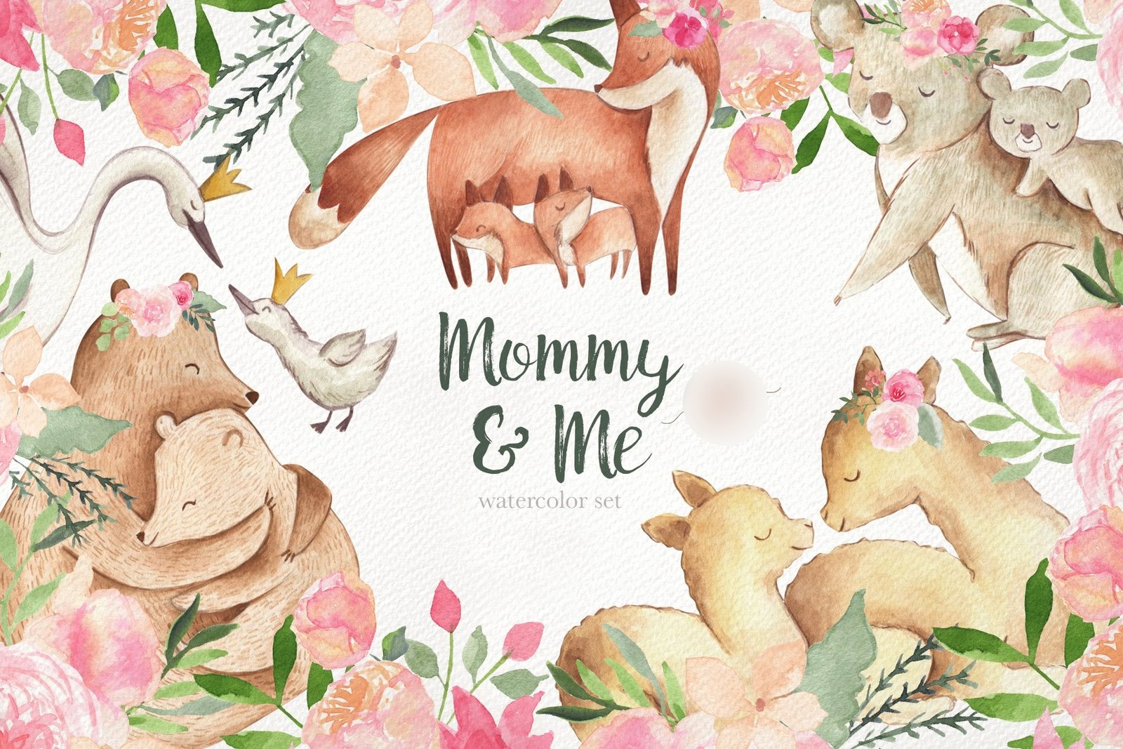 Mommy_amp_Me Arquivo Kit Digital Animais da Floresta com Filhotes - Imagem 1