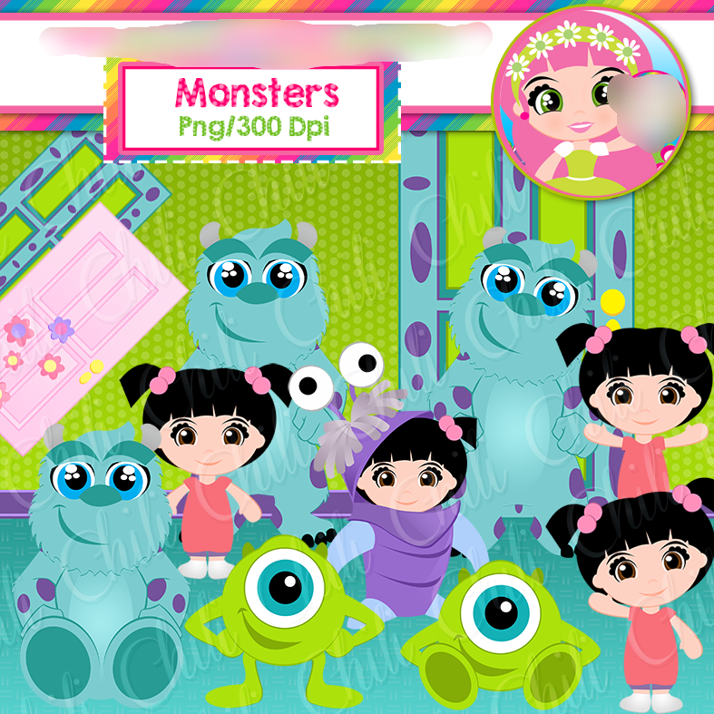Monster Inc Chiliclipart Kit Digital Monster Verde - Imagem 1