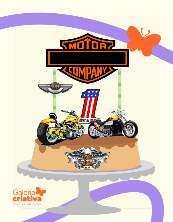 Moto Harley Davidson Arquivo Topo de Bolo Moto Harley Davidson - Imagem 1