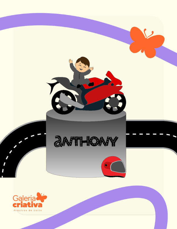 Motociclista Moto em Camadas Arquivo Topo de Bolo Motociclista Moto em Camadas - Imagem 1