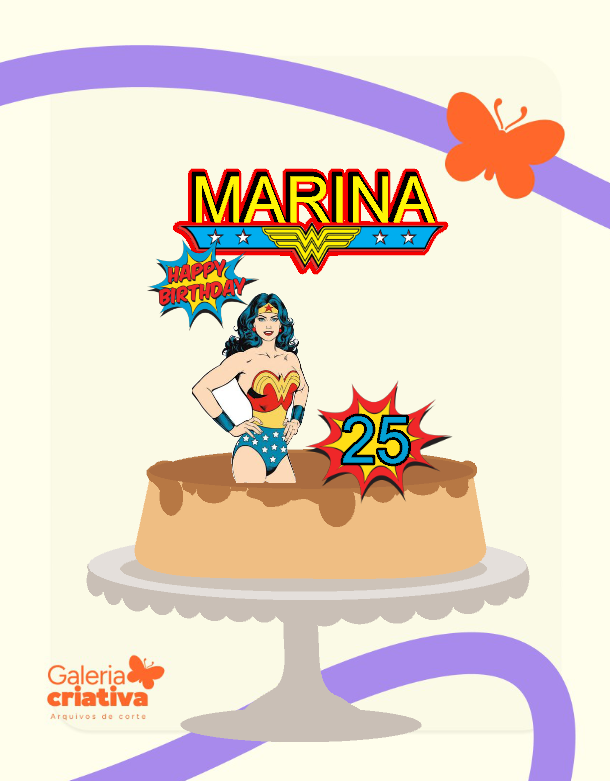 Mulher Maravilha 5 Arquivo Topo de Bolo Mulher Maravilha 5 - Imagem 1