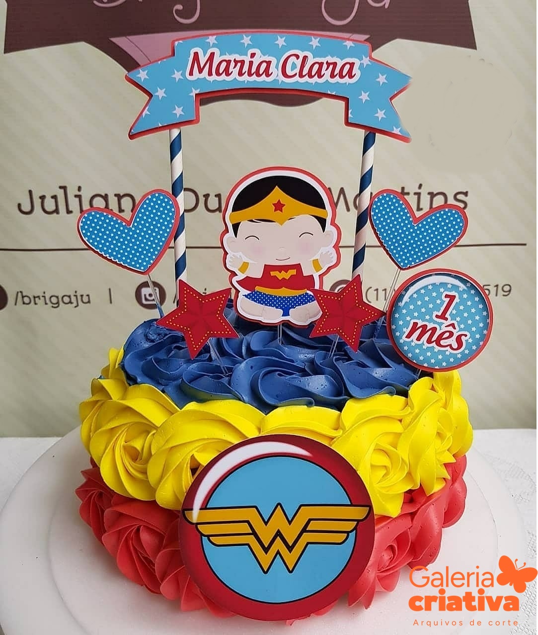 Mulher Maravilha Baby Arquivo Topo de Bolo Mulher Maravilha Baby - Imagem 1