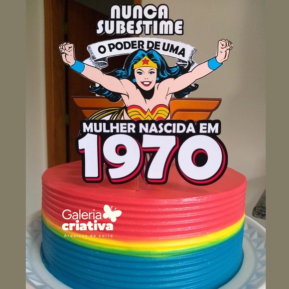 Mulher Maravilha Poder Arquivo Topo de Bolo Mulher Maravilha Poder - Imagem 1