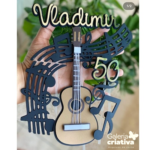 Arquivo Topo de Bolo Música Silhueta Violão em Camadas