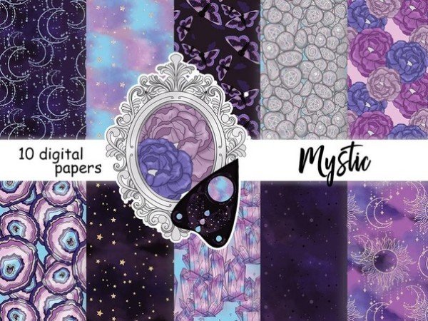 Mystic - Papeis Arquivo Kit Digital Papéis Estética Mística - Imagem 1