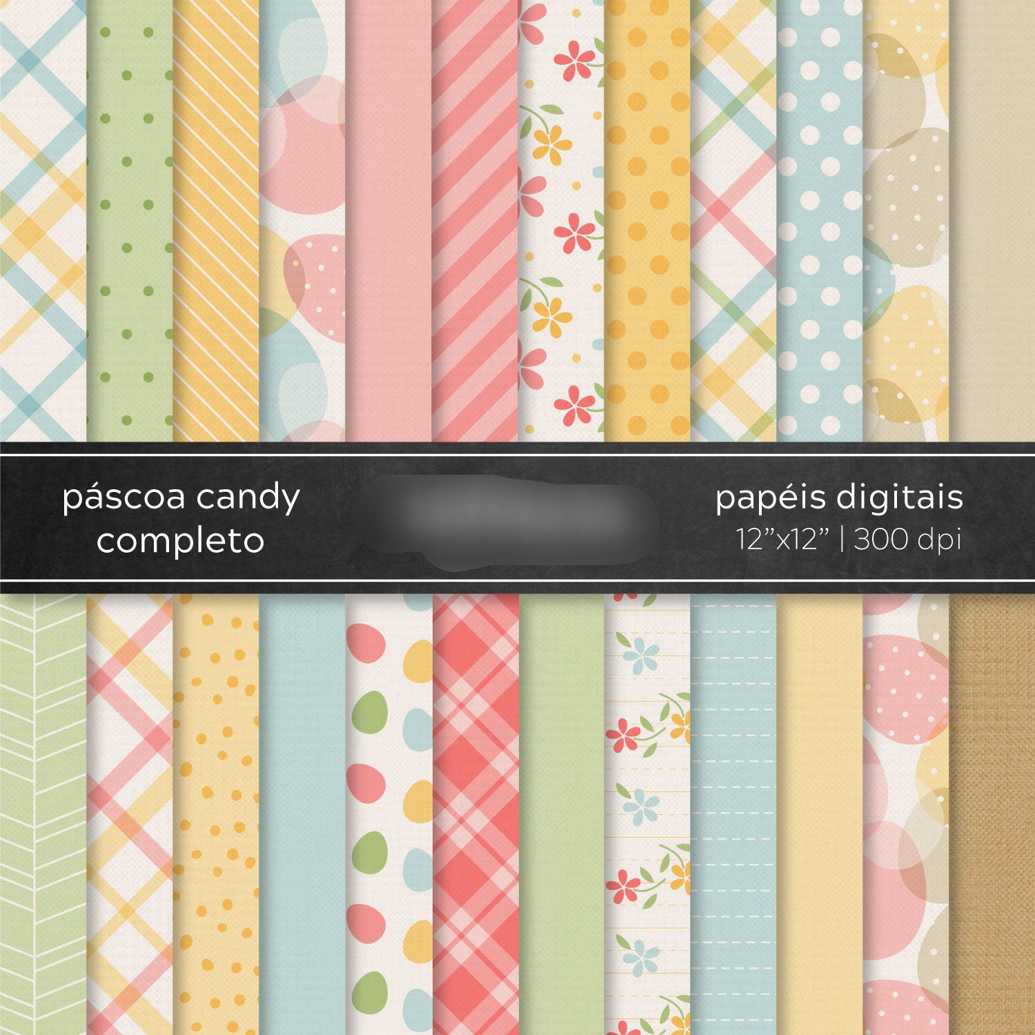 NQ_pascoa_candy_completo Kit Digital Papeis Páscoa Candy - Imagem 1