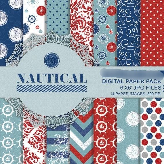 Nautical Kit Digital Papeis Marinha - Imagem 1