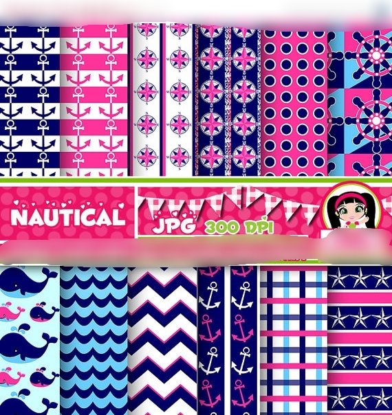 NauticalChiliclipart Kit Digital Papeis Marinha - Imagem 1