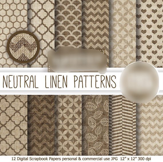Neutral Linen Patterns Kit Digital Papeis Linhas Neutras - Imagem 1