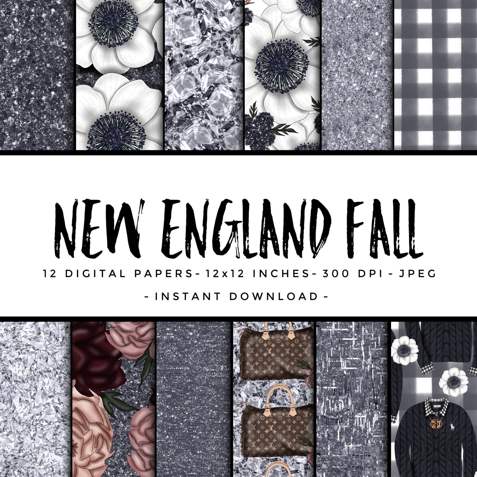 New England Fall PP-ElleP Kit Digital Papeis Outono da Nova Inglaterra - Imagem 1