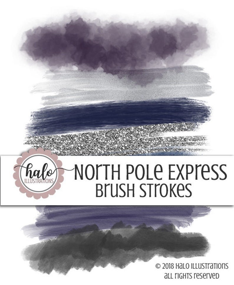 North Pole Express Brush Strokes-Halo Kit Digital Pinceladas Inverno - Imagem 1