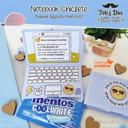 Notebook Chiclete Dia dos Pais Arquivo Dia dos Pais Notebook Chiclete - Imagem 1