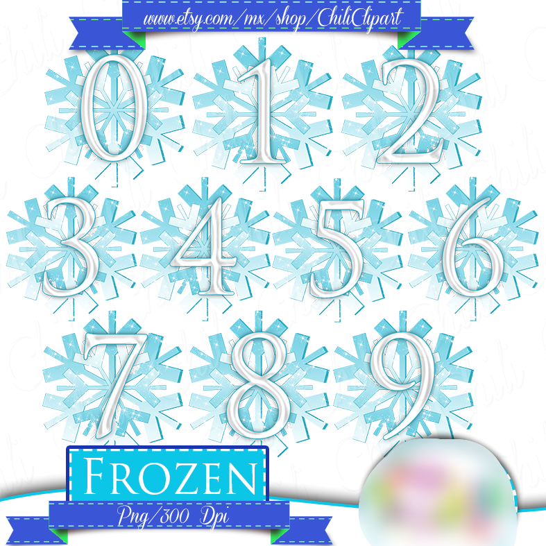Numeros Frozen 2014 Kit Digital Numero Frozem - Imagem 1