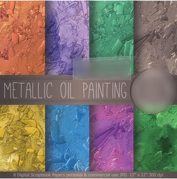 Oil Kit Digital Papeis Cores Metalicas - Imagem 1