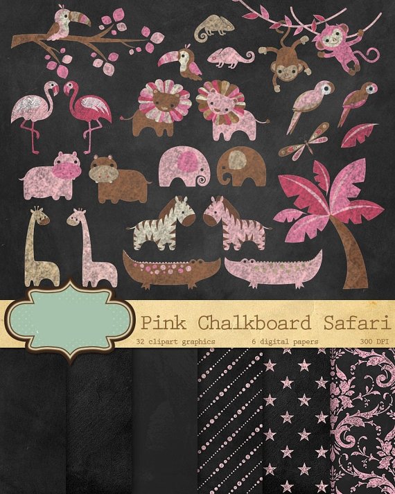 Ori 04 Kit Digital Animais na Floresta Rosa - Imagem 1