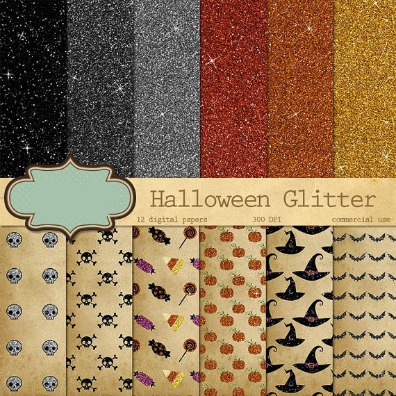 Ori 67 Kit Digital Papeis Halloween Brilhoso - Imagem 1